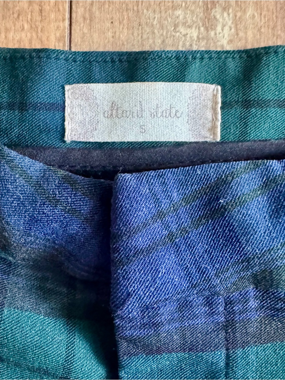 Altar’d State Blue and Green Plaid High Rise Flare Stretch Pants Size Small - Picture 4 of 6